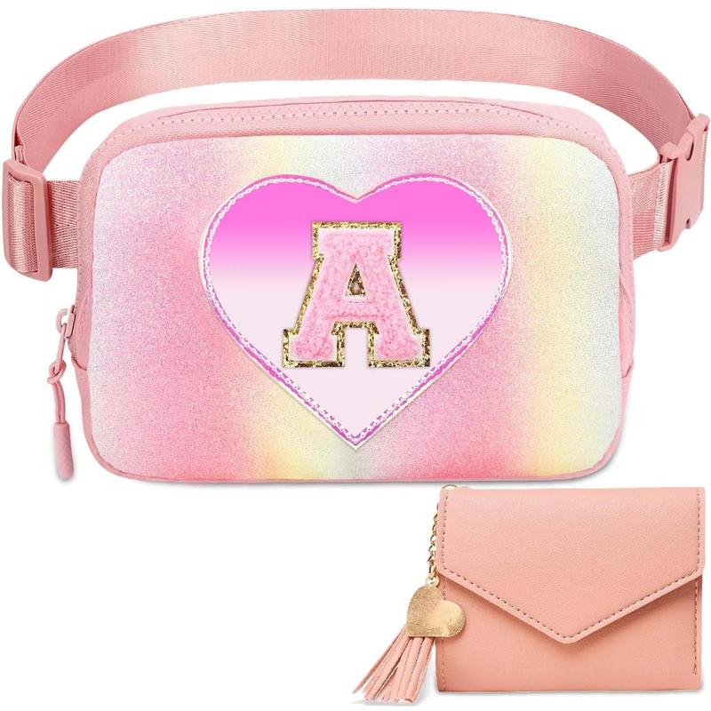 Birthday Gifts Personalized Belt Bag for Women Fashion Waist Packs Trendy Travel Fanny Pack Crossbody Bags with with Initial Letter Patch Cute Stuff A