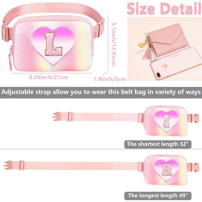 Birthday Gifts Personalized Belt Bag for Women Fashion Waist Packs Trendy Travel Fanny Pack Crossbody Bags with with Initial Letter Patch Cute Stuff A