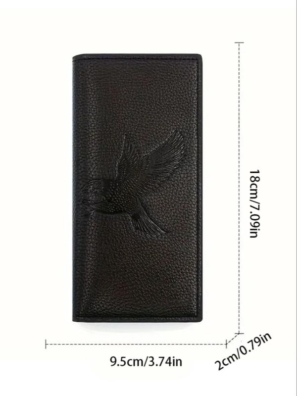 Men's Business Pu Leather Eagle Embossed Design Long Wallet, Casual Trendy Card Slots Holder Wallet, Simple Style Purse for Daily Use