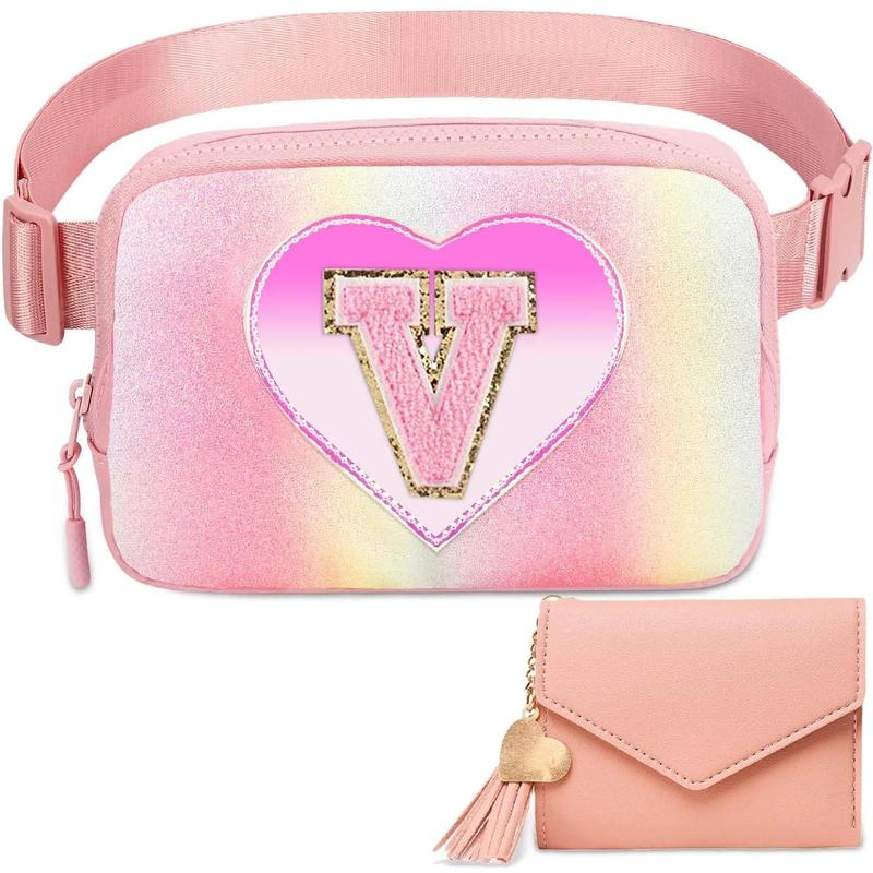 Birthday Gifts Personalized Belt Bag for Women Fashion Waist Packs Trendy Travel Fanny Pack Crossbody Bags with with Initial Letter Patch Cute Stuff A