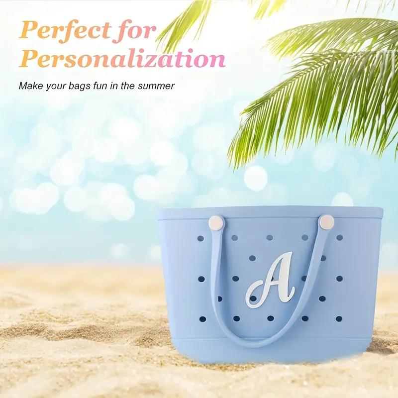 3PCS Letter Charms Compatible with Beach Bags 2.75 in Large Size Bag Inserts Accessories Decorative Charm for Beach Bag