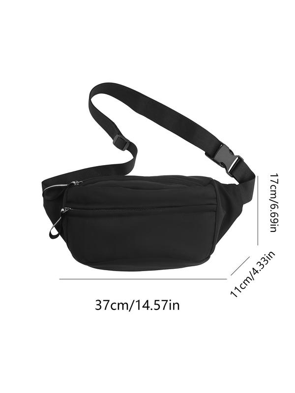 Men's Minimalist Casual Plain Zipper Belt Bag, Fashionable Sling Bag for Daily Used, Casual Trendy Versatile High-quality Daily Commuting Bag