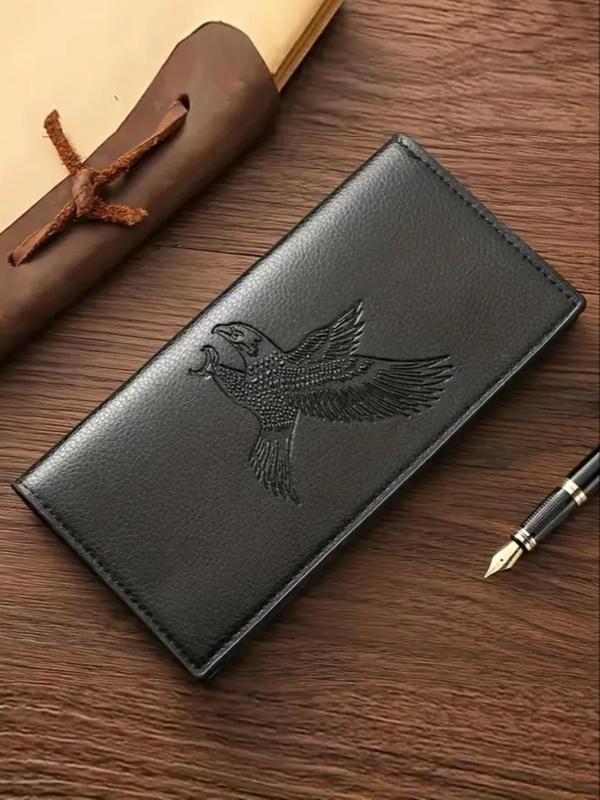 Men's Business Pu Leather Eagle Embossed Design Long Wallet, Casual Trendy Card Slots Holder Wallet, Simple Style Purse for Daily Use