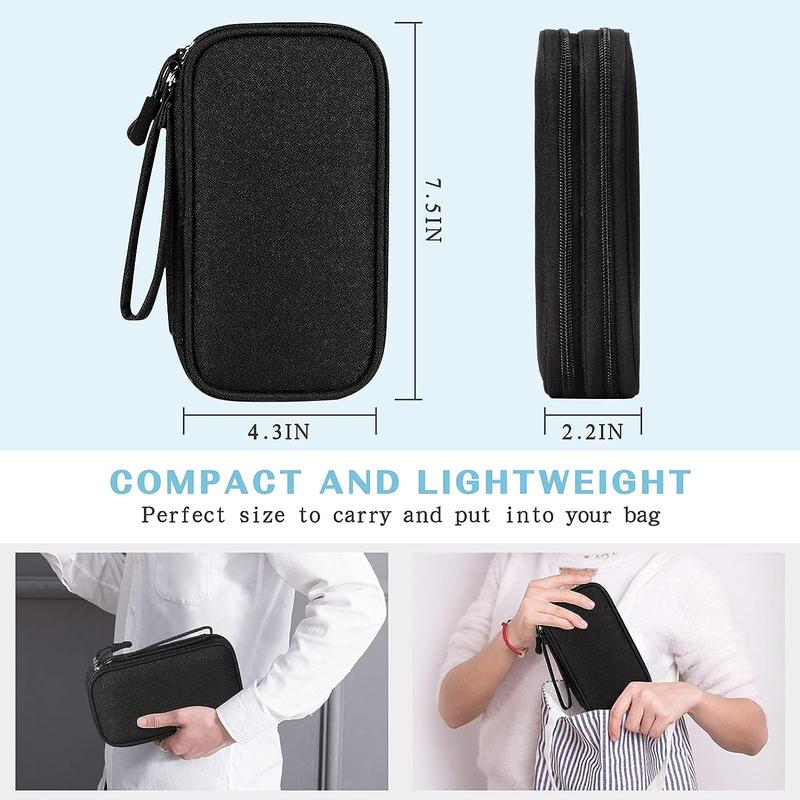 Travel Cable Organiser, Electronics Accessories Storage Bag, Waterproof Portable Double Layers Travel Gadget Carry Pouch for Cable, Power Bank, Charger, Memory Card, Headphone