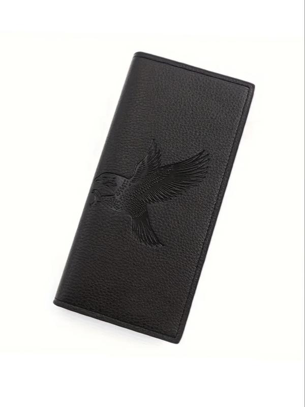 Men's Business Pu Leather Eagle Embossed Design Long Wallet, Casual Trendy Card Slots Holder Wallet, Simple Style Purse for Daily Use