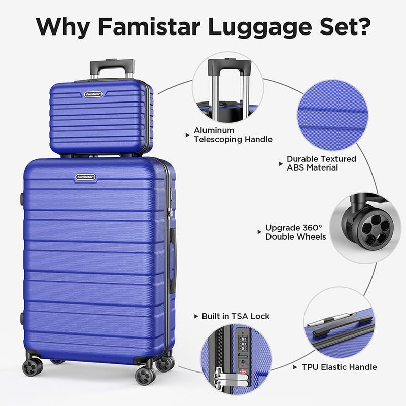 Famistar 4 PCS Hardside Luggage Suitcase Set with 360° Double Spinner Wheels, Integrated TSA Lock, 14” Travel Case, 20