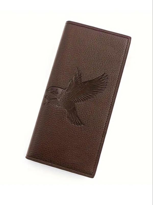 Men's Business Pu Leather Eagle Embossed Design Long Wallet, Casual Trendy Card Slots Holder Wallet, Simple Style Purse for Daily Use