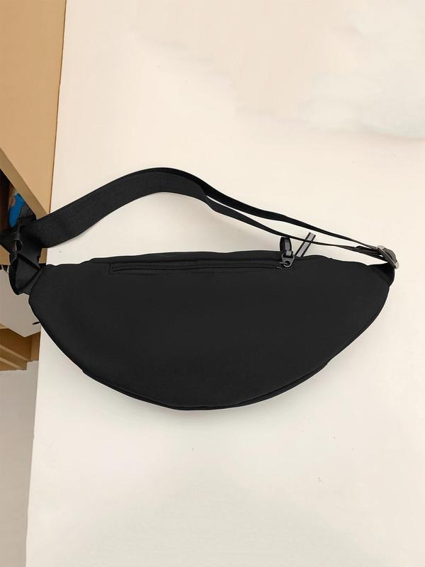 Men's Minimalist Casual Plain Zipper Belt Bag, Fashionable Sling Bag for Daily Used, Casual Trendy Versatile High-quality Daily Commuting Bag