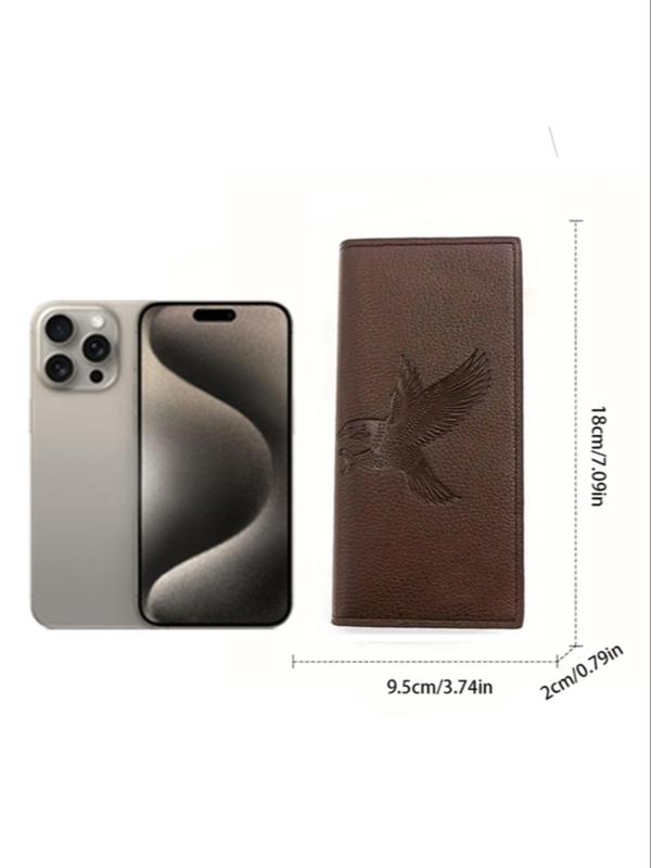 Men's Business Pu Leather Eagle Embossed Design Long Wallet, Casual Trendy Card Slots Holder Wallet, Simple Style Purse for Daily Use