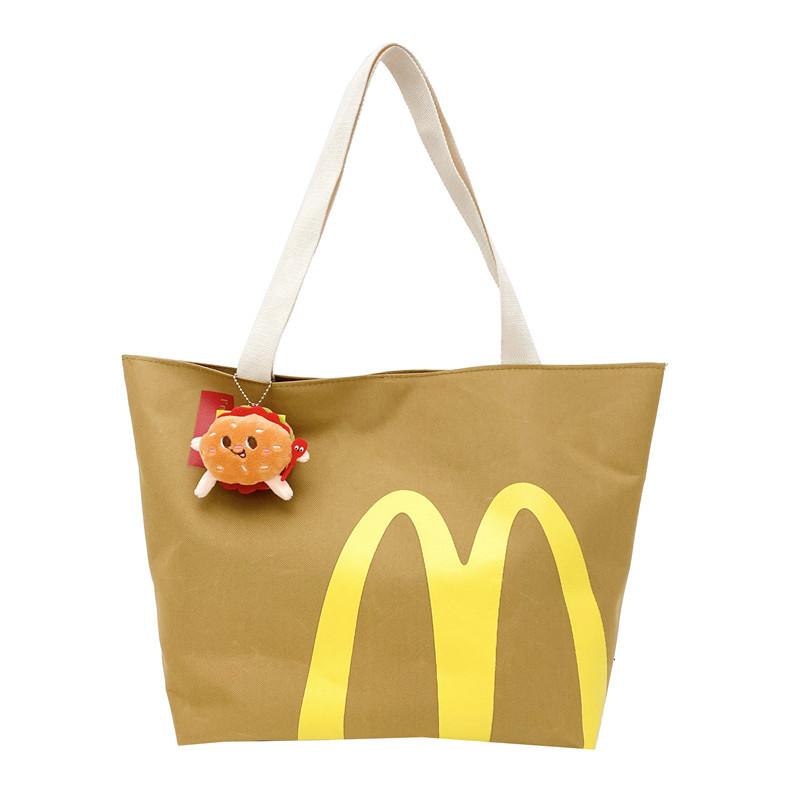 McDonald's Backpack - Large Capacity Retro Paper Bag Canvas Notebook Bag for Unisex Adults(Pink Black White)