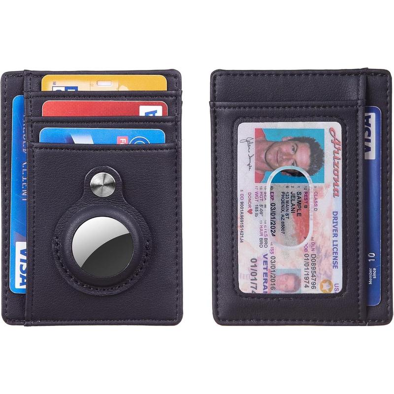 Slim Minimalist Front Pocket Wallet with Built-in Case Holder for AirTag