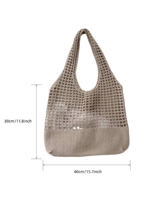 Hollow out Design Beach Shoulder Bag, Fashionable Crochet Bag for Women, Casual Trendy Versatile High-quality Daily Commuting Bag, Girl Fashionable Shopping Bag