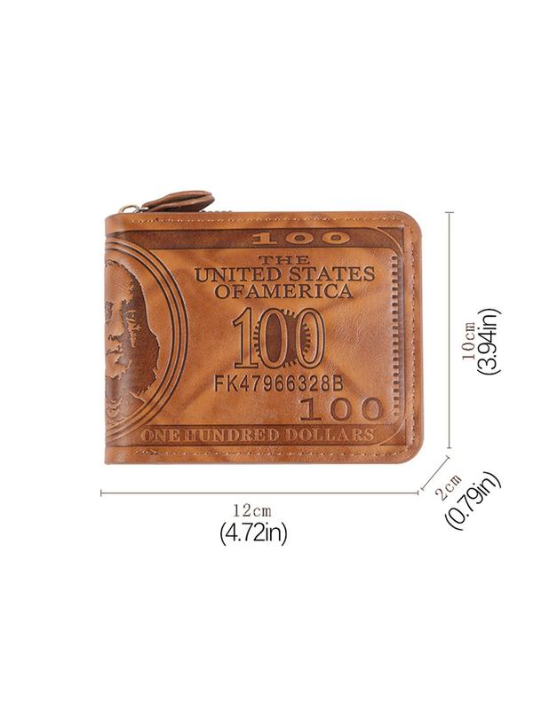 Men Wallet Card Holder Business Novelty Dollar Design Vintage Short Wallet, 2024 New Trendy Bifold Wallet, Fashionable Card Holder As Gift for Men, Boyfriend, Fall Outfits, Earthtone Fall Freshness