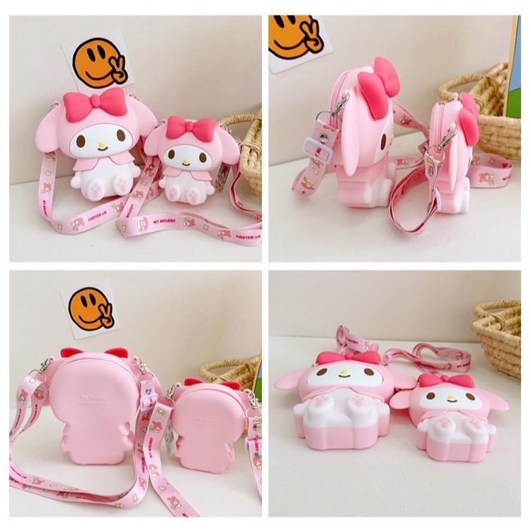 Kuromi & My Melody Design Bag, Silicone Cute Zipper Crossbody Bag, Stylish Purse Large