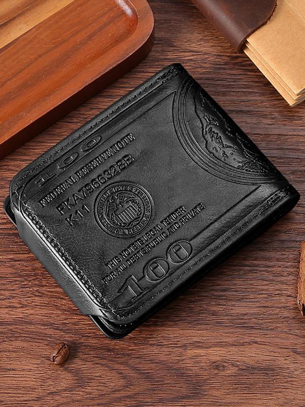 Men Wallet Card Holder Business Novelty Dollar Design Vintage Short Wallet, 2024 New Trendy Bifold Wallet, Fashionable Card Holder As Gift for Men, Boyfriend, Fall Outfits, Earthtone Fall Freshness