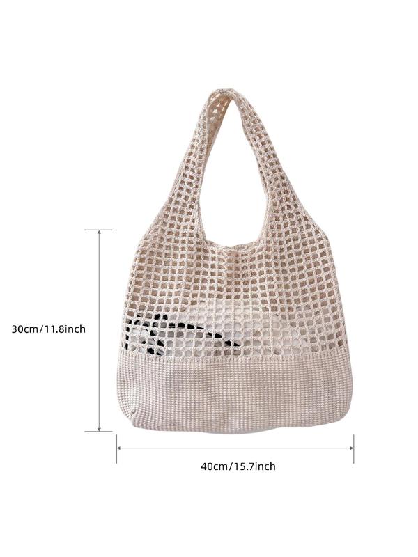 Hollow out Design Beach Shoulder Bag, Fashionable Crochet Bag for Women, Casual Trendy Versatile High-quality Daily Commuting Bag, Girl Fashionable Shopping Bag