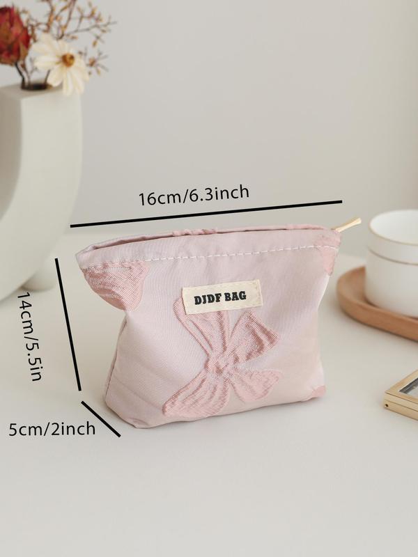 Bow Decor Makeup Bag, Large Capacity Cosmetic Storage Bag, Portable Travel Makeup Organizer Pouch, Zipper Makeup Organizer Pouch, Makeup Storage Bag, Versatile Storage Bag