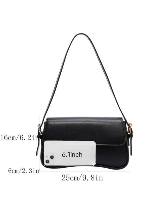 Women's Solid Color Shoulder Bag, Fashionable PU Leather Crossbody Bag for Daily Used, Casual Trendy Versatile High-quality Daily Commuting Bag