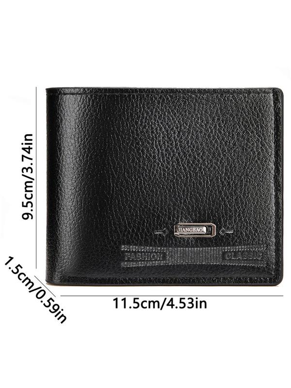  Men's Simple Plain Short Wallet with Id Photo Window, Casual Business Card Holder, Multi Card Slots Bifold Wallet for Work & Daily Used