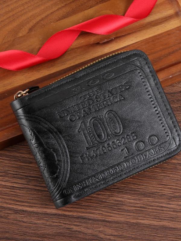 Men Wallet Card Holder Business Novelty Dollar Design Vintage Short Wallet, 2024 New Trendy Bifold Wallet, Fashionable Card Holder As Gift for Men, Boyfriend, Fall Outfits, Earthtone Fall Freshness