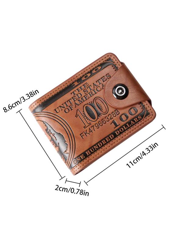 Men Wallet Card Holder Business Novelty Dollar Design Vintage Short Wallet, 2024 New Trendy Bifold Wallet, Fashionable Card Holder As Gift for Men, Boyfriend, Fall Outfits, Earthtone Fall Freshness