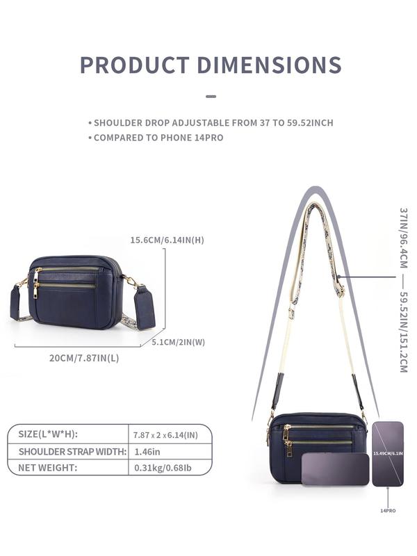 Women's Fashionable Patchwork Pattern Crossbody Bag, Casual Versatile Zipper Shoulder Bag for Daily Used, Trendy All-match Commuter Bag