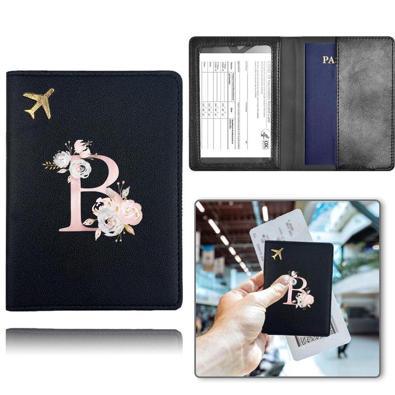 Letter Pattern Passport Holder, 1 Count PU Leather Travel Wallet with RFID Blocking Technology, Perfect for Organizing Travel Documents