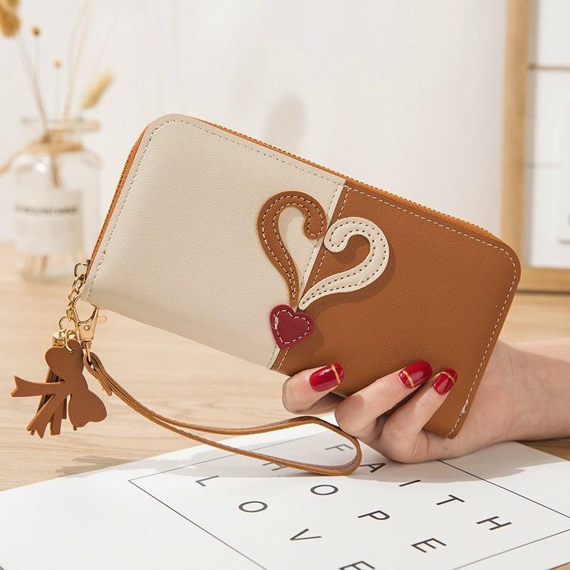 Wallet for Women,Love Heart Wallet,Large Capacity Long Wallet Credit Card Holder Clutch Wristlet