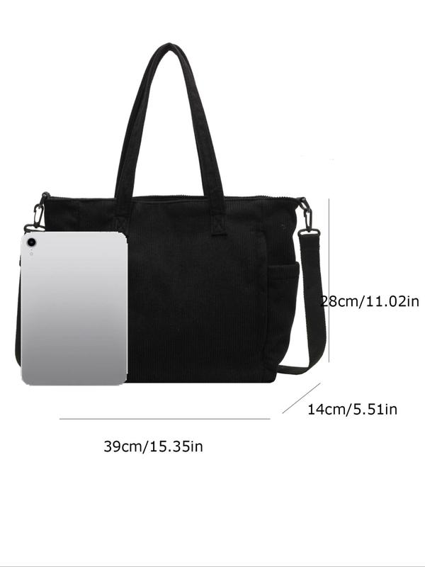 Women's Solid Color Tote Bag, Large Capacity Shoulder Bag for Daily Used, Casual Trendy Versatile High-quality Daily Commuting Bag, Girl Shopping Bag