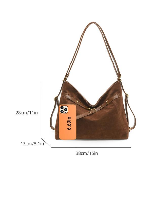 Women's Solid Color Tote Bag, Fashionable Large Capacity Shoulder Bag for Work & Daily Used, Casual Trendy Versatile High-quality Daily Commuting Bag Unique Everyday Designer Bags