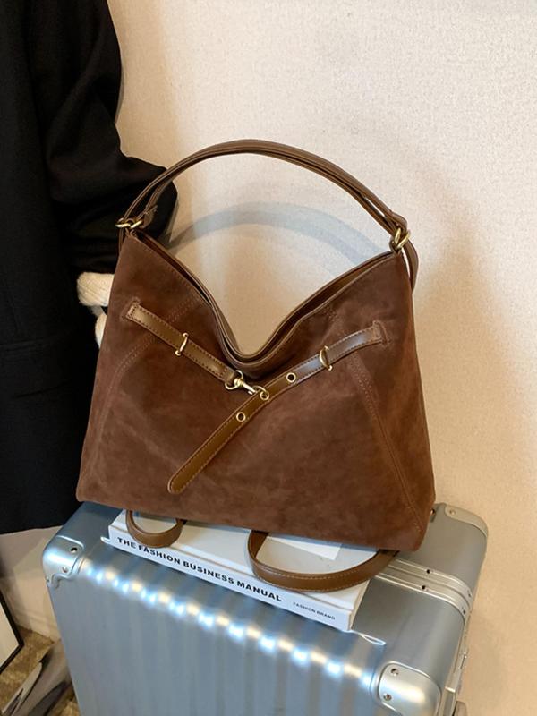 Women's Solid Color Tote Bag, Fashionable Large Capacity Shoulder Bag for Work & Daily Used, Casual Trendy Versatile High-quality Daily Commuting Bag Unique Everyday Designer Bags