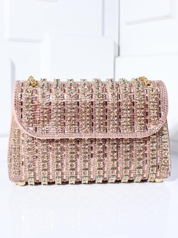 Rhinestone Decorated Evening Bag, Elegant Solid Color Purses Shoulder Bags for Party for Halloween, Fashion Crossbody Bags for Women for Party, Trendy All-match & Exquisite Bag for Gift, Fall Outfits, Fall Freshness