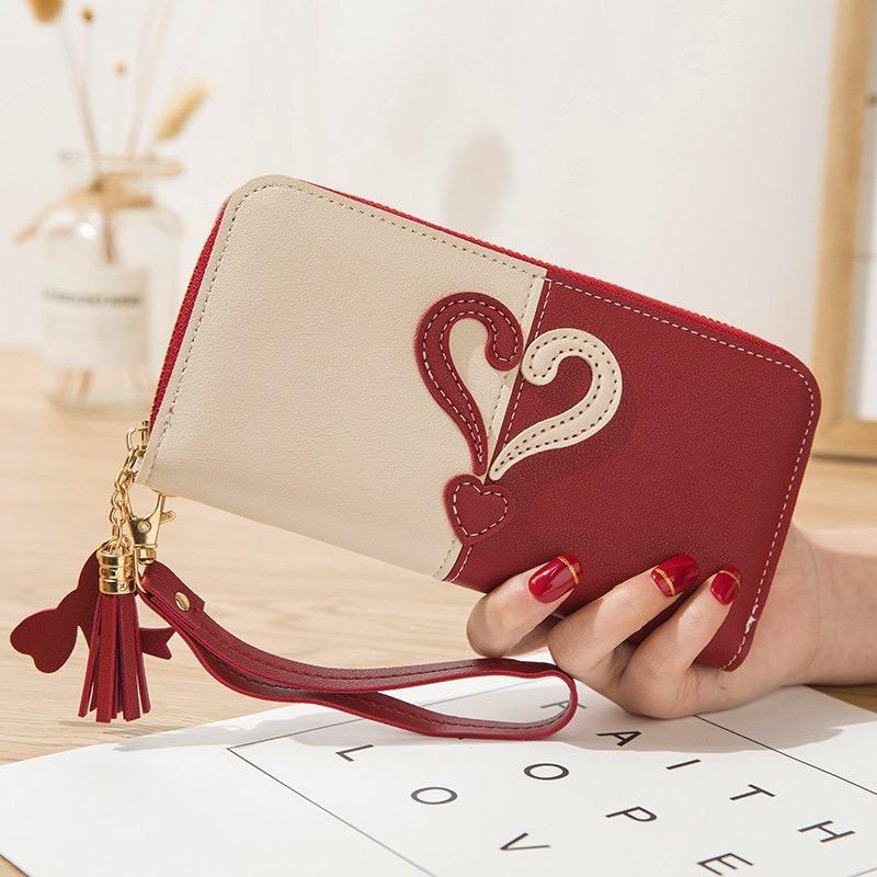 Wallet for Women,Love Heart Wallet,Large Capacity Long Wallet Credit Card Holder Clutch Wristlet