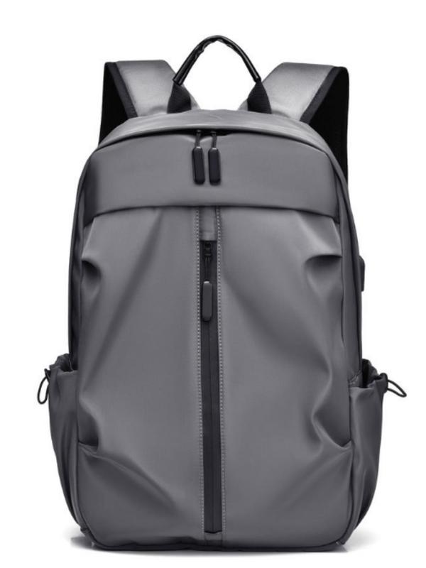 Men's Business Lightweight Backpack, Casual Solid Color Zipper Backpack, Fashionable Oxford Backpack for Work & Travel