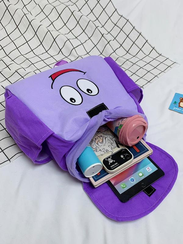 Cartoon Pattern Backpack, Casual Large Capacity Backpack with Pocket Design, Portable Lightweight Cute Backpack for Women & Men