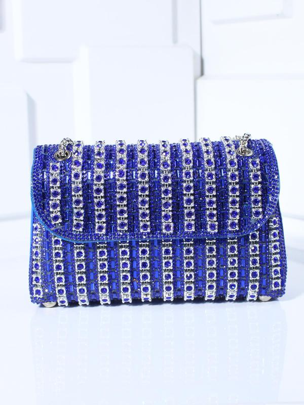 Rhinestone Decorated Evening Bag, Elegant Solid Color Purses Shoulder Bags for Party for Halloween, Fashion Crossbody Bags for Women for Party, Trendy All-match & Exquisite Bag for Gift, Fall Outfits, Fall Freshness