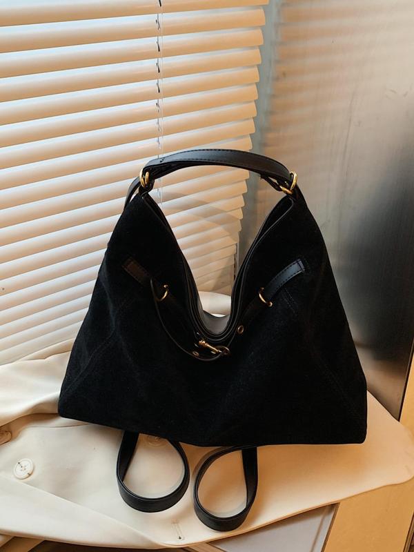 Women's Solid Color Tote Bag, Fashionable Large Capacity Shoulder Bag for Work & Daily Used, Casual Trendy Versatile High-quality Daily Commuting Bag Unique Everyday Designer Bags
