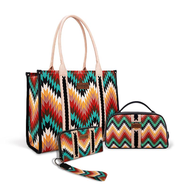 Wrangler Southwestern Pattern Print Whipstitch Travel Bundle