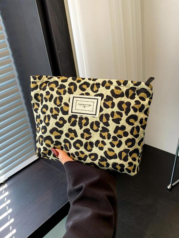 Fashion Leopard Pattern Makeup Bag, Casual Versatile Zipper Makeup Bag, Simple Daily Cosmetic Bag, Casual Trendy Versatile High-quality Daily Bag