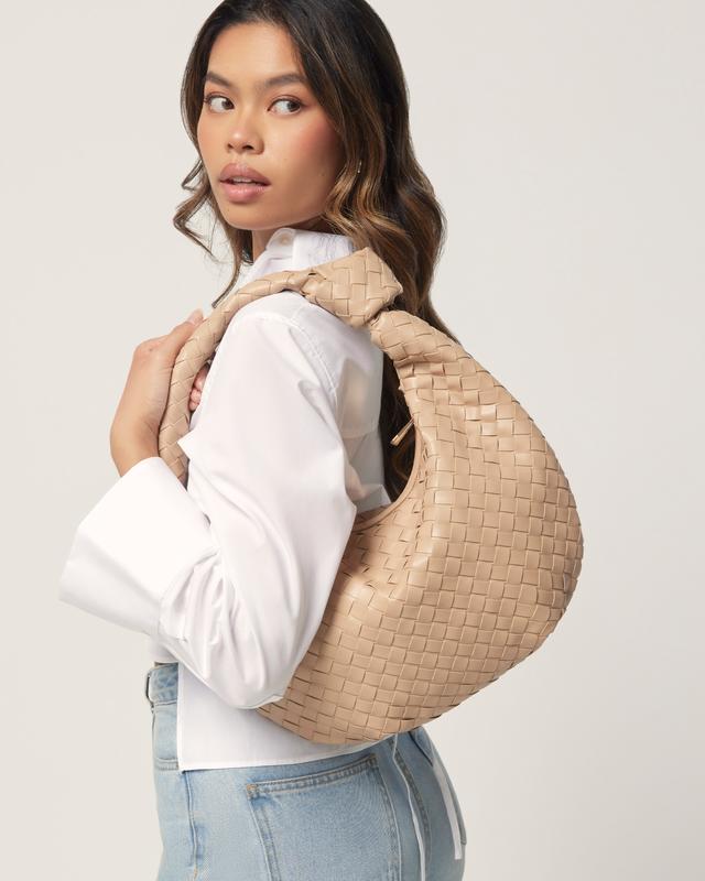 Woven Tote Bag - Over The Shoulder - Soft Durable Vegan Leather -Elevate Your Outfit