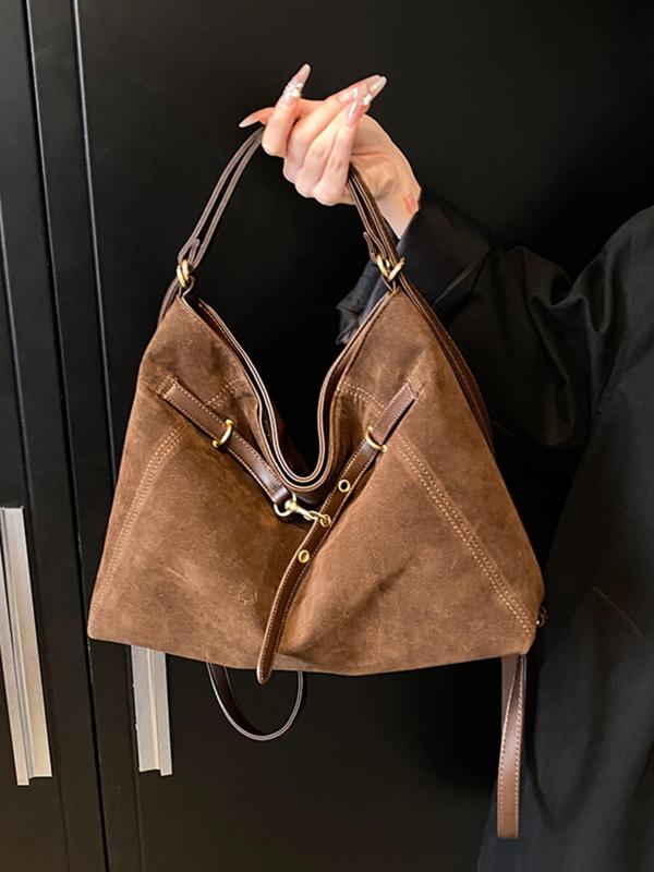 Women's Solid Color Tote Bag, Fashionable Large Capacity Shoulder Bag for Work & Daily Used, Casual Trendy Versatile High-quality Daily Commuting Bag Unique Everyday Designer Bags