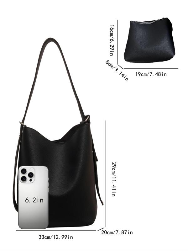 Women's Elegant Solid Color Shoulder Bag & Coin Purse, Fashionable Large Capacity Crossbody Bag for Work & Daily Used, Casual Trendy Versatile High-quality Daily Commuting Bag