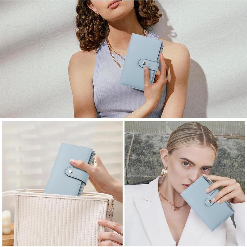 Womens Wallet RFID Blocking Leather Trifold Clutch Wallet Credit Card Holder Ladies Travel Wallet Purse with Pen Holder