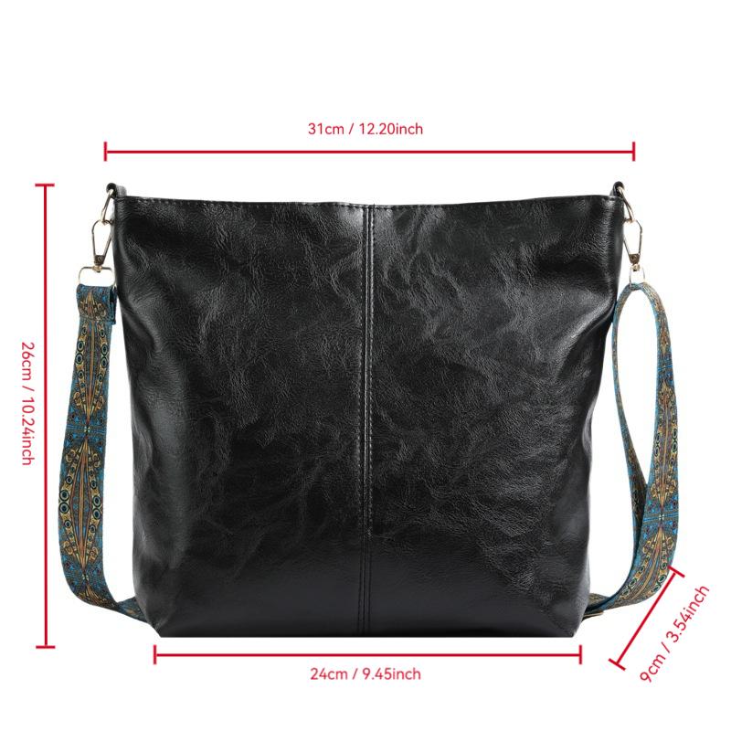 Wide Strap Shoulder Bag for Women Large Capacity Crossbody Bags for Women PU Leather Women's Handbag