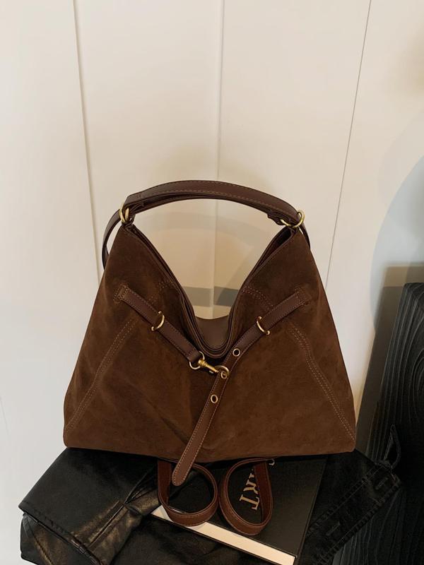 Women's Solid Color Tote Bag, Fashionable Large Capacity Shoulder Bag for Work & Daily Used, Casual Trendy Versatile High-quality Daily Commuting Bag Unique Everyday Designer Bags