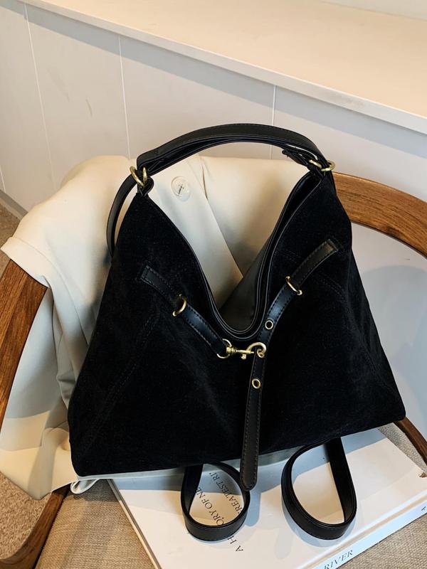 Women's Solid Color Tote Bag, Fashionable Large Capacity Shoulder Bag for Work & Daily Used, Casual Trendy Versatile High-quality Daily Commuting Bag Unique Everyday Designer Bags
