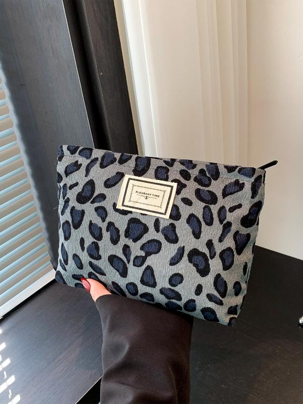 Fashion Leopard Pattern Makeup Bag, Casual Versatile Zipper Makeup Bag, Simple Daily Cosmetic Bag, Casual Trendy Versatile High-quality Daily Bag