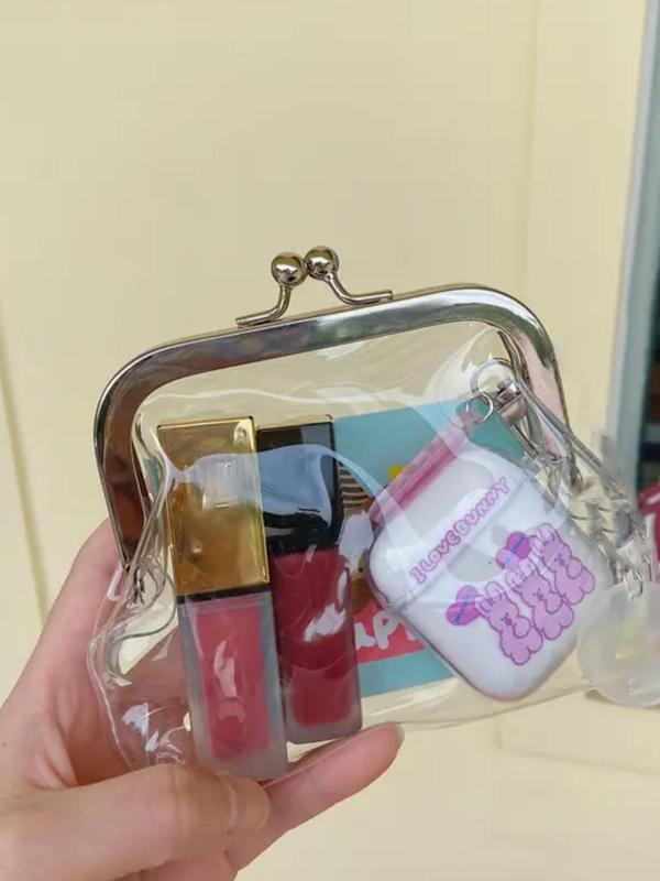 Transparent Travel Storage Bag with Kiss Lock, Portable Mini Lipstick and Makeup Pouch, Cosmetic Pouch, Toiletry Pouch, Waterproof Storage Pouch