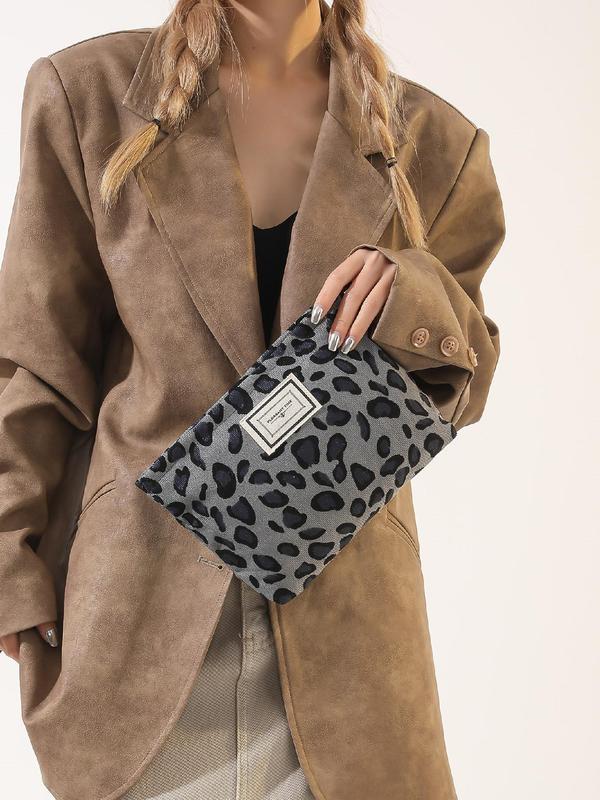 Fashion Leopard Pattern Makeup Bag, Casual Versatile Zipper Makeup Bag, Simple Daily Cosmetic Bag, Casual Trendy Versatile High-quality Daily Bag