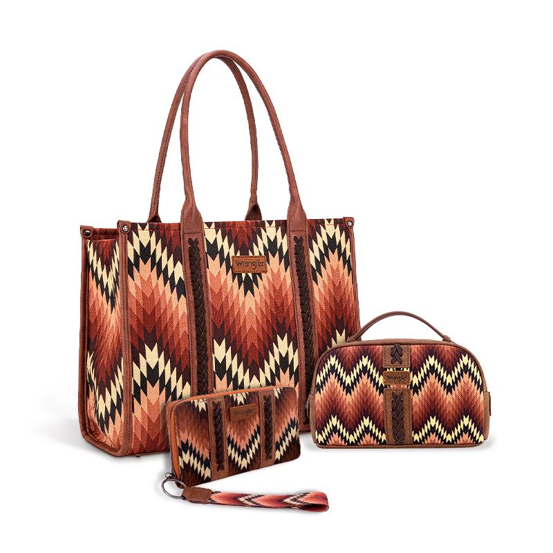 Wrangler Southwestern Pattern Print Whipstitch Travel Bundle